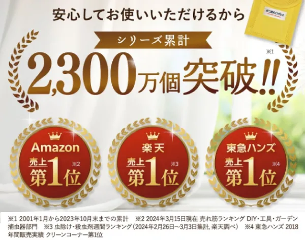 シリーズ累計2,300万個突破！Amazon・楽天・東急ハンズでも売り上げNo.1！